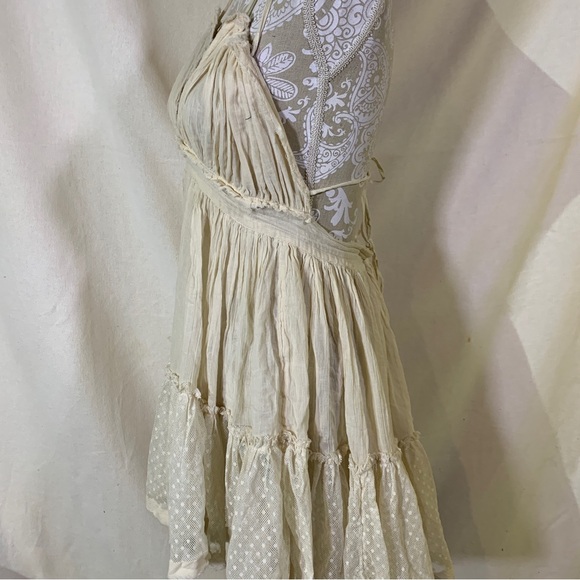 Free people // nwt sand lace tiered mini dress size small - Picture 3 of 8